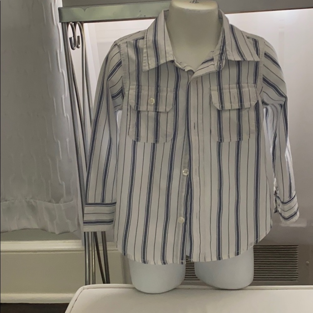 Baby Gap 3T Blue/ White Blouse Long Sleeve